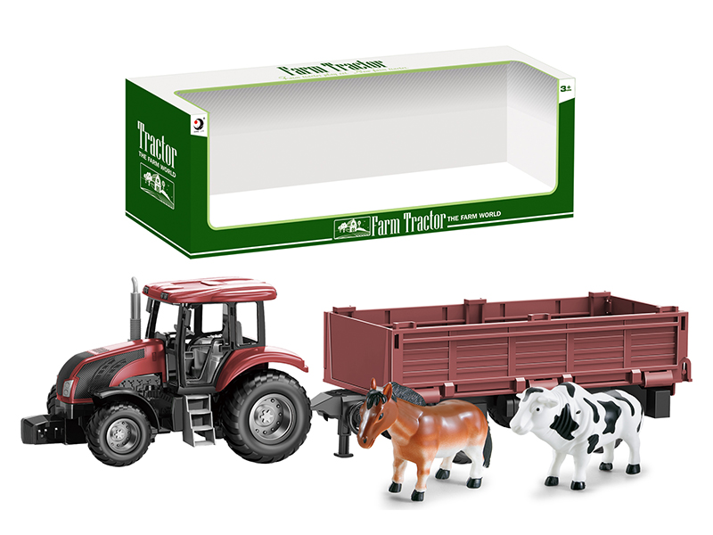 Friction Farm Tractor Trailer Toy