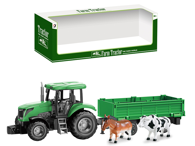 Friction Farm Tractor Trailer Toy