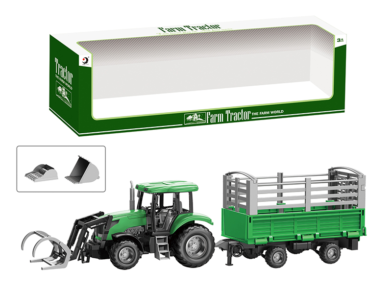 Friction Farm Tractor Trailer Toy