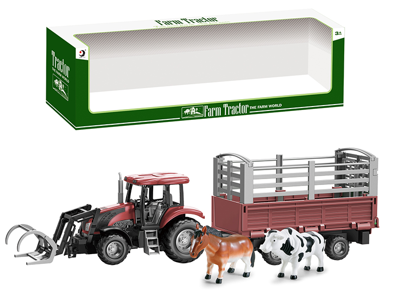 Friction Farm Tractor Trailer Toy