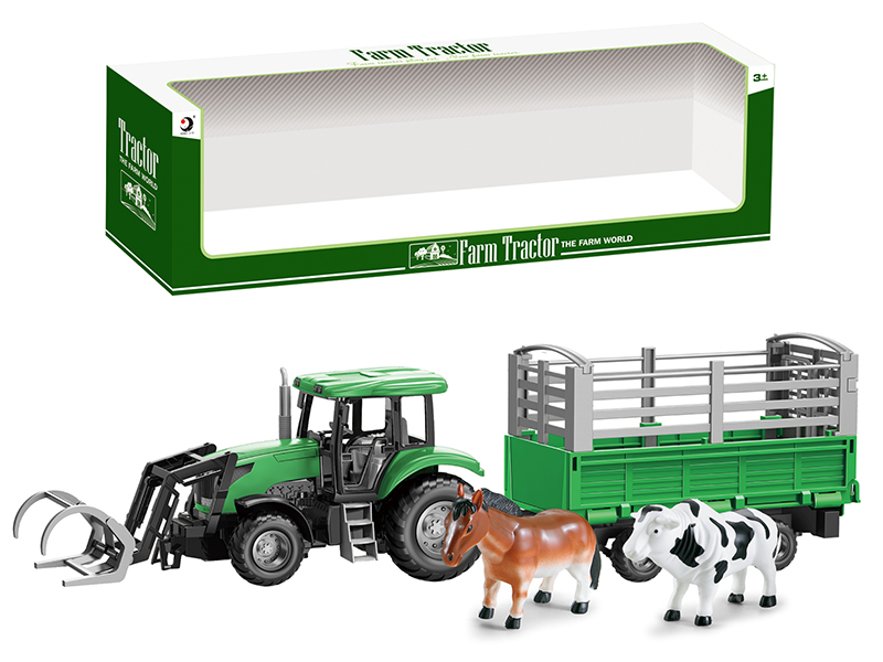 Friction Farm Tractor Trailer Toy
