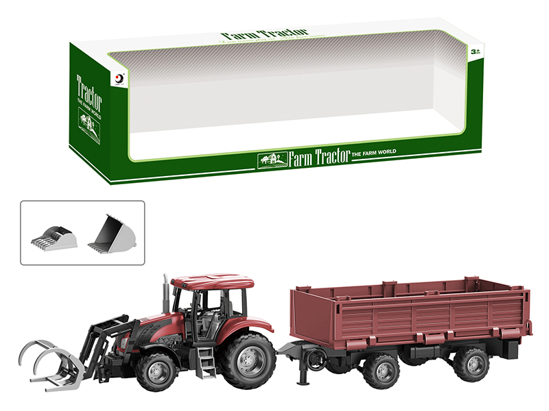 Friction Farm Tractor Trailer Toy