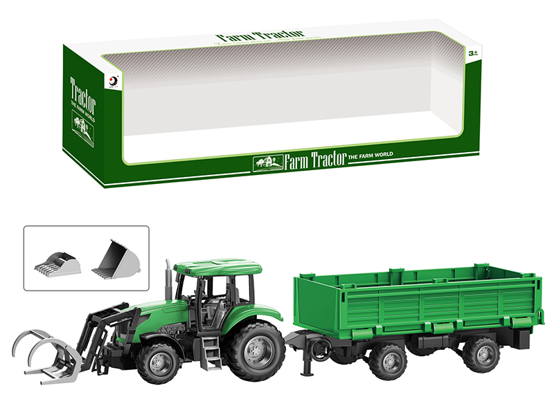 Friction Farm Tractor Trailer Toy
