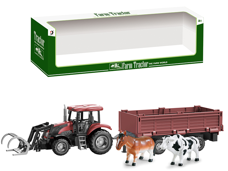 Friction Farm Tractor Trailer Toy With Lights And Music