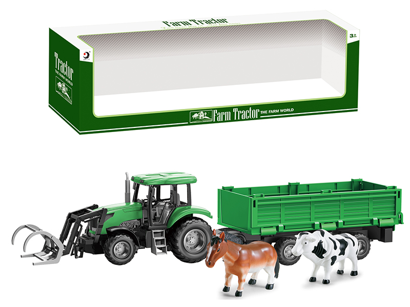 Friction Farm Tractor Trailer Toy