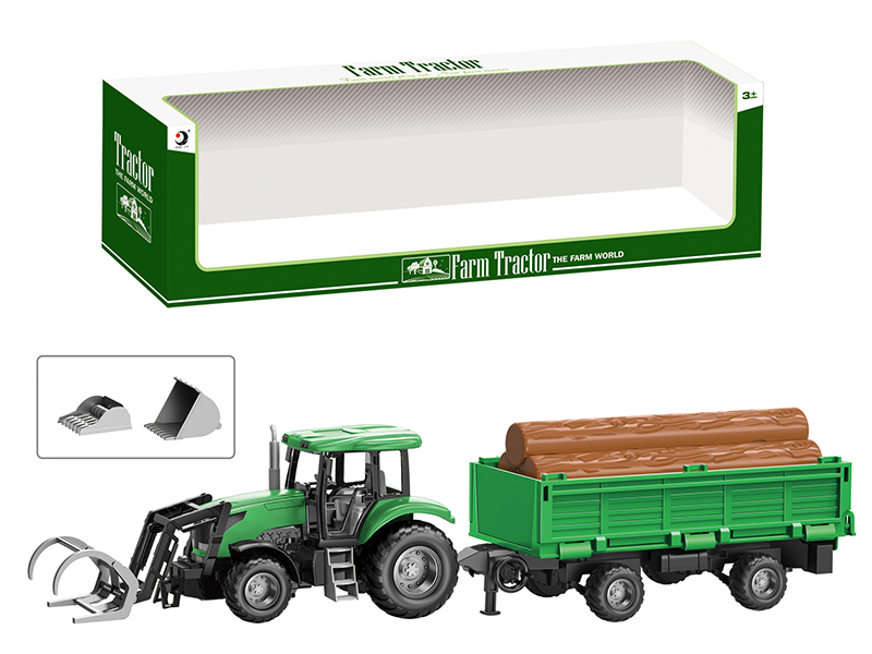 Friction Farm Tractor Trailer Toy