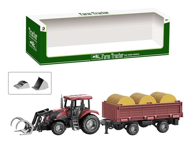 Friction Farm Tractor Trailer Toy
