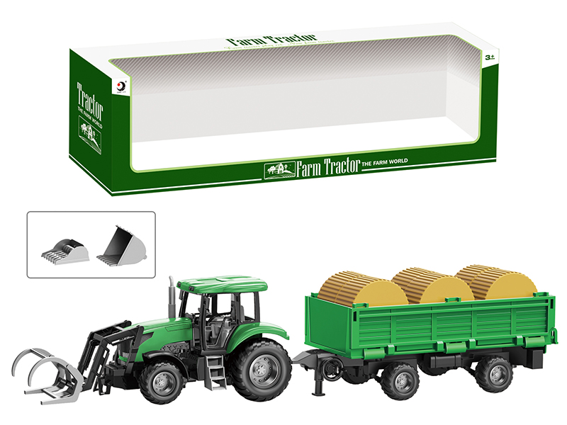 Friction Farm Tractor Trailer Toy