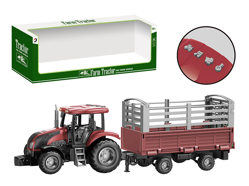 Friction Farm Tractor Trailer Toy With Lights And Music