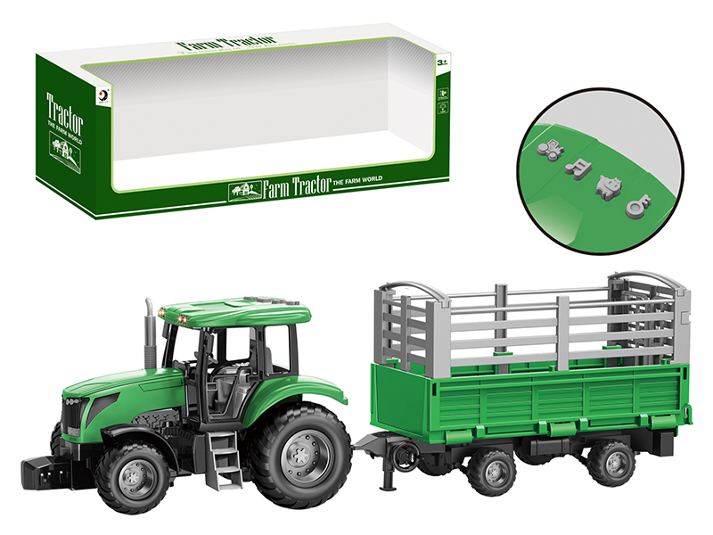 Friction Farm Tractor Trailer Toy With Lights And Music