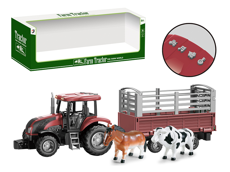 Friction Farm Tractor Trailer Toy With Lights And Music