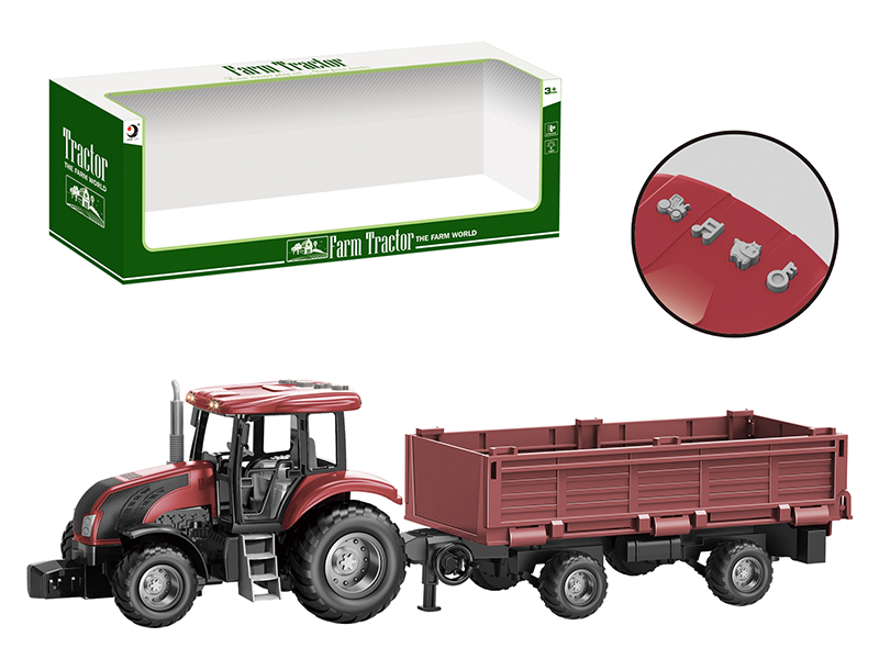 Friction Farm Tractor Trailer Toy With Lights And Music
