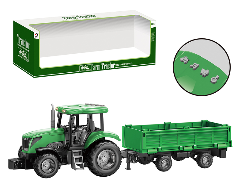 Friction Farm Tractor Trailer Toy With Lights And Music