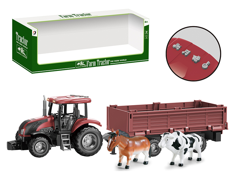 Friction Farm Tractor Trailer Toy With Lights And Music