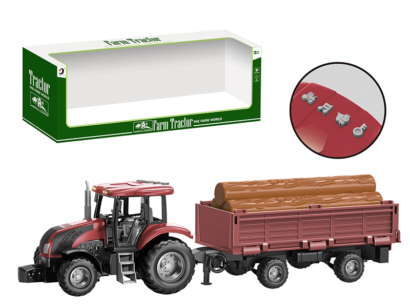Friction Farm Tractor Trailer Toy With Lights And Music