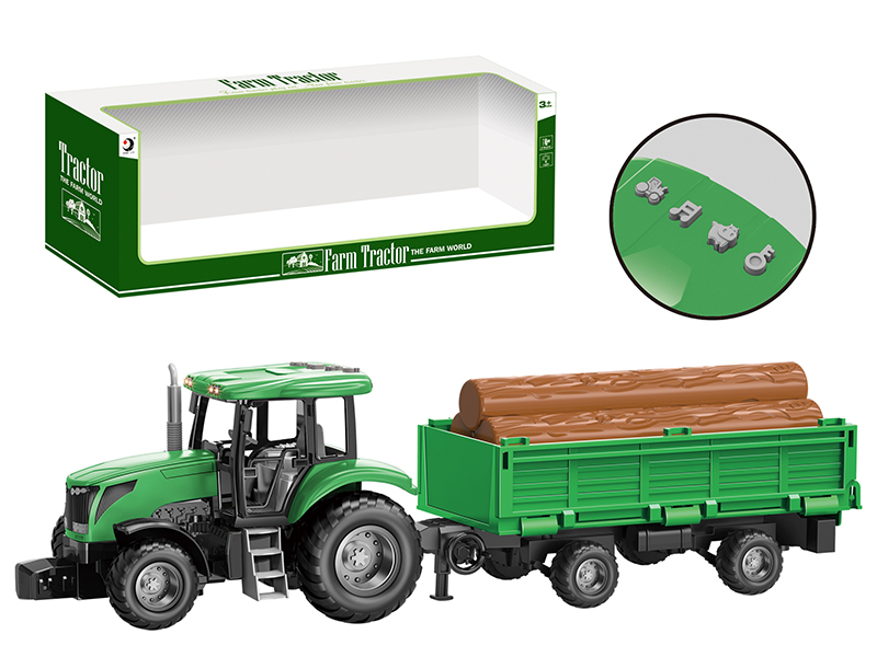 Friction Farm Tractor Trailer Toy With Lights And Music