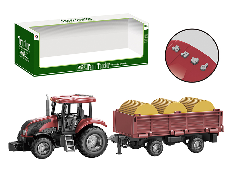 Friction Farm Tractor Trailer Toy With Lights And Music