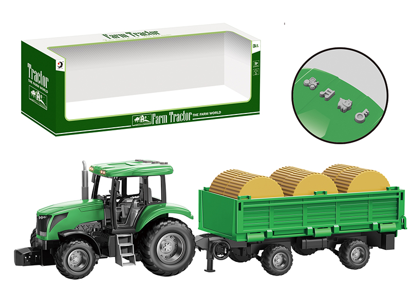 Friction Farm Tractor Trailer Toy With Lights And Music