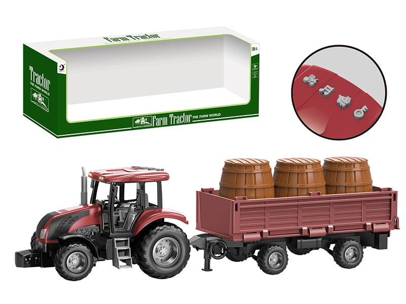 Friction Farm Tractor Trailer Toy With Lights And Music
