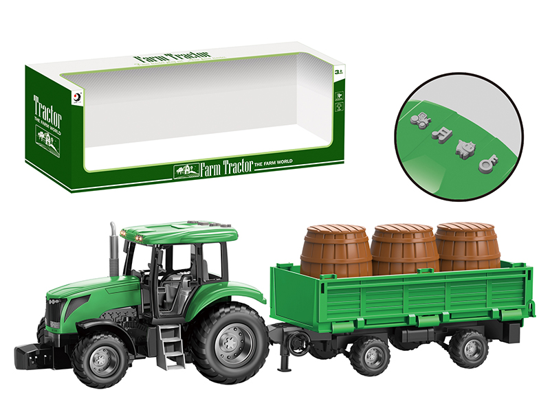 Friction Farm Tractor Trailer Toy With Lights And Music