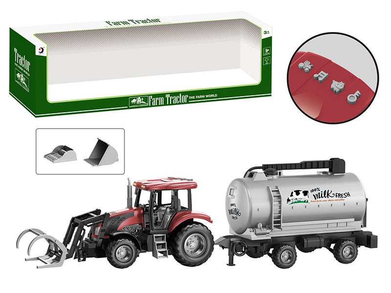 Friction Farm Tractor Trailer Toy With Lights And Music
