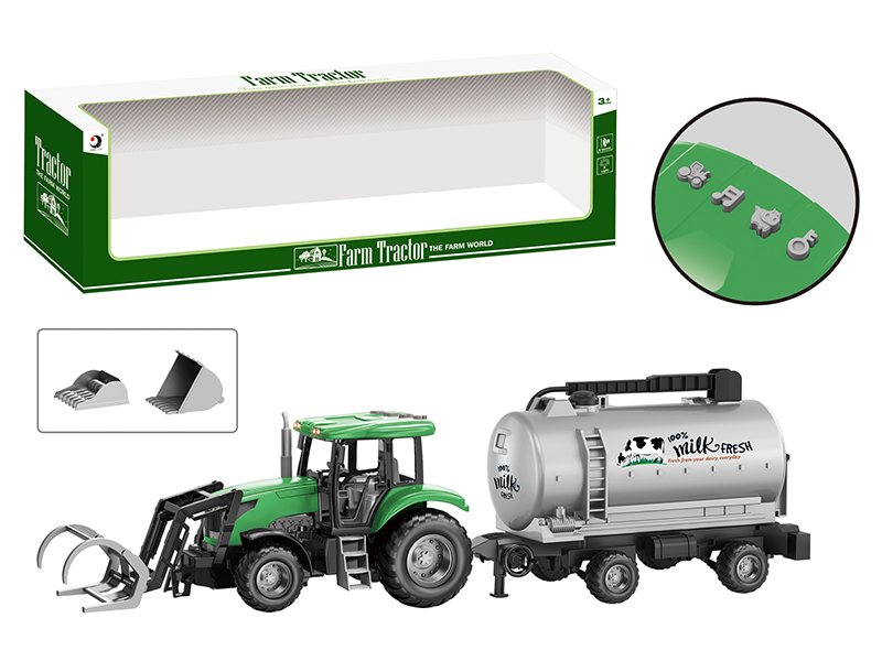 Friction Farm Tractor Trailer Toy With Lights And Music