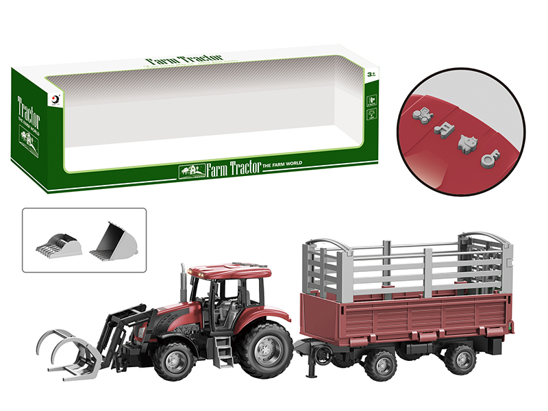 Friction Farm Tractor Trailer Toy With Lights And Music