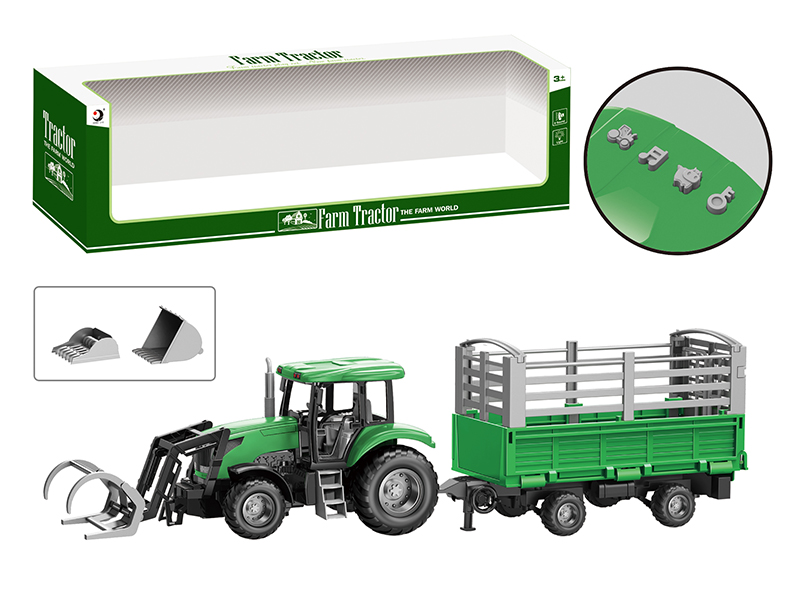 Friction Farm Tractor Trailer Toy With Lights And Music