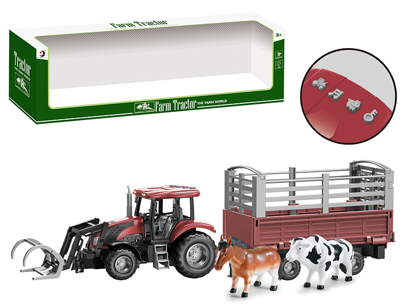 Friction Farm Tractor Trailer Toy With Lights And Music