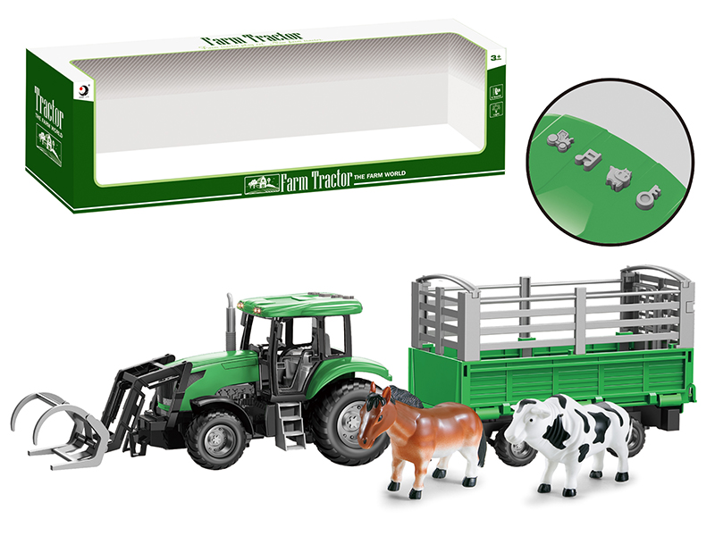 Friction Farm Tractor Trailer Toy With Lights And Music