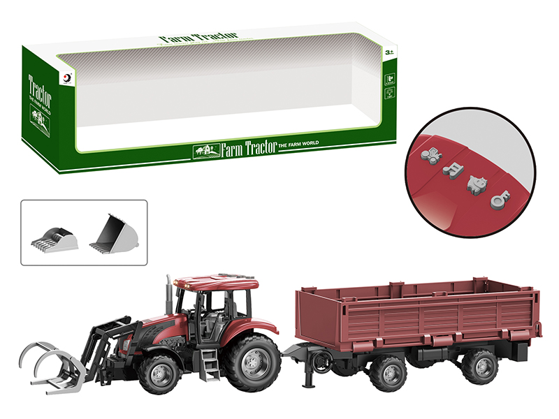 Friction Farm Tractor Trailer Toy With Lights And Music