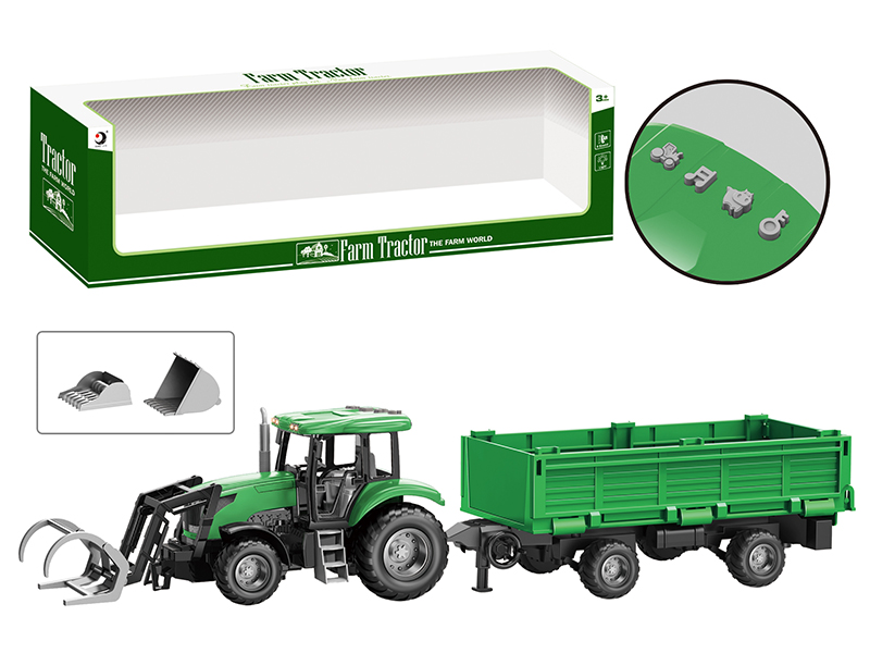Friction Farm Tractor Trailer Toy With Lights And Music