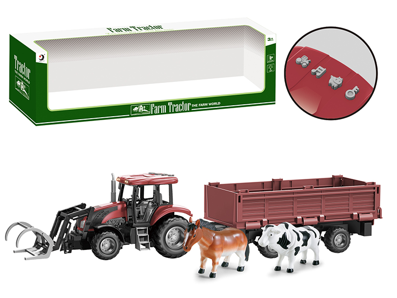 Friction Farm Tractor Trailer Toy With Lights And Music