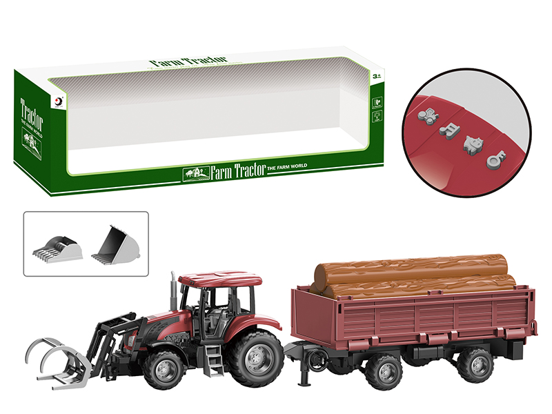 Friction Farm Tractor Trailer Toy With Lights And Music