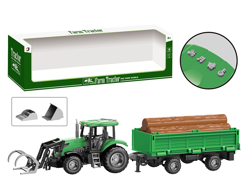 Friction Farm Tractor Trailer Toy With Lights And Music