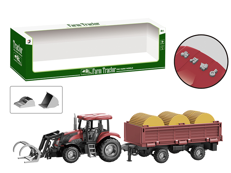 Friction Farm Tractor Trailer Toy With Lights And Music