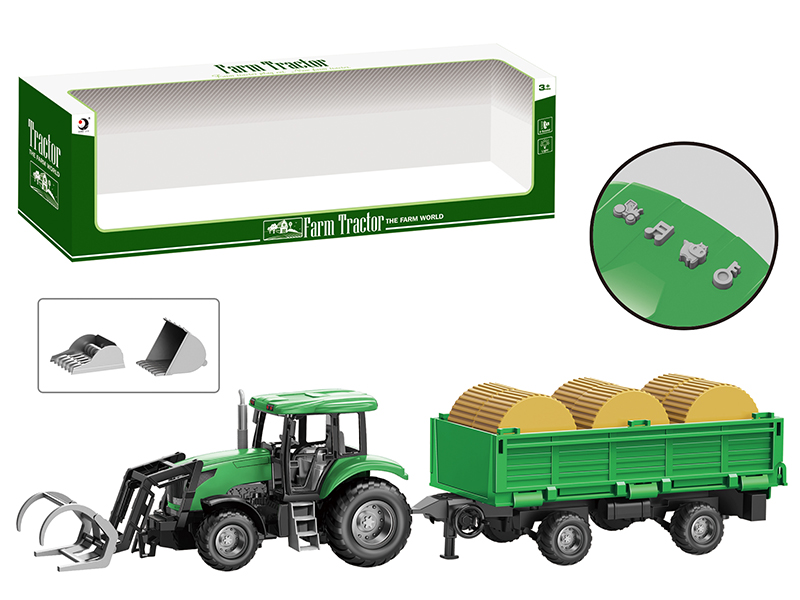 Friction Farm Tractor Trailer Toy With Lights And Music