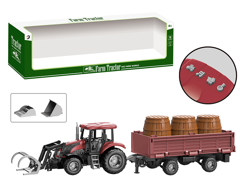 Friction Farm Tractor Trailer Toy With Lights And Music