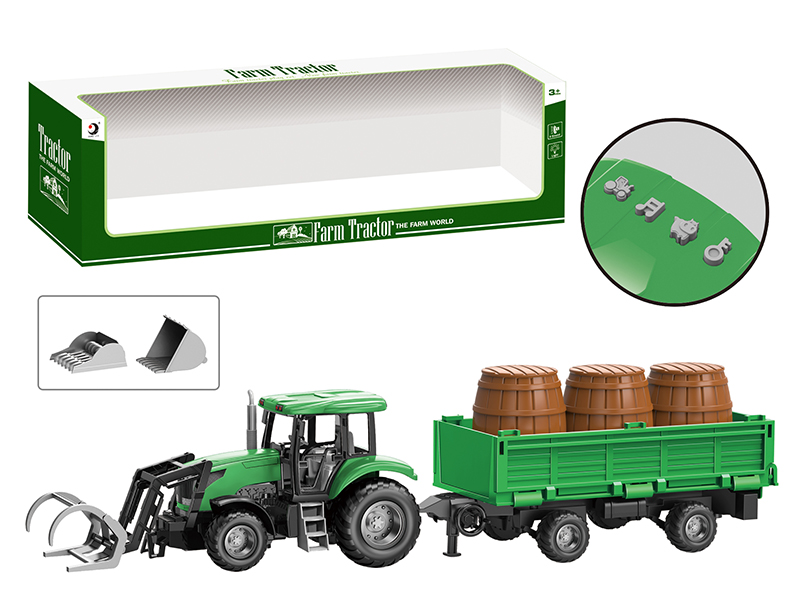 Friction Farm Tractor Trailer Toy With Lights And Music
