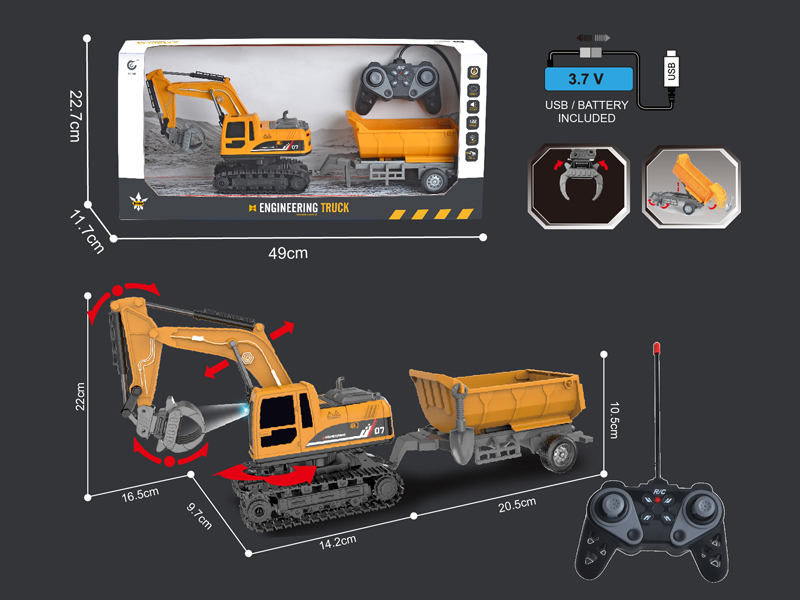 1:22 27MHz 6CH R/C Engineering Vehicle Series With Light
