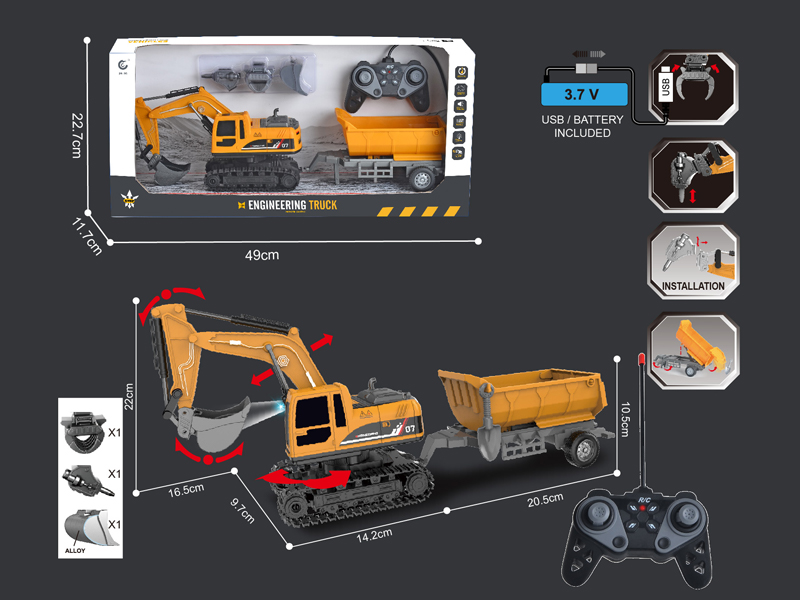 1:22 27MHz 6CH R/C Engineering Vehicle Series With Light