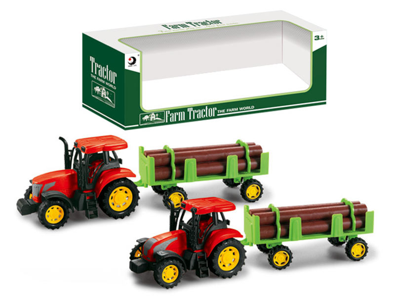 Friction Farm Tractor With Timber Trailer