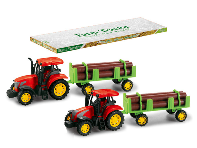 Friction Farm Tractor With Timber Trailer