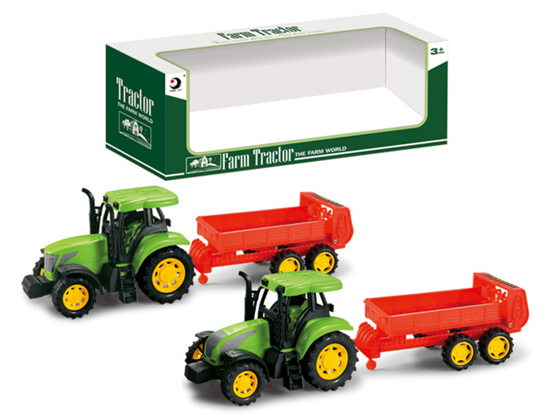 Friction Farm Tractor Trailer Toy