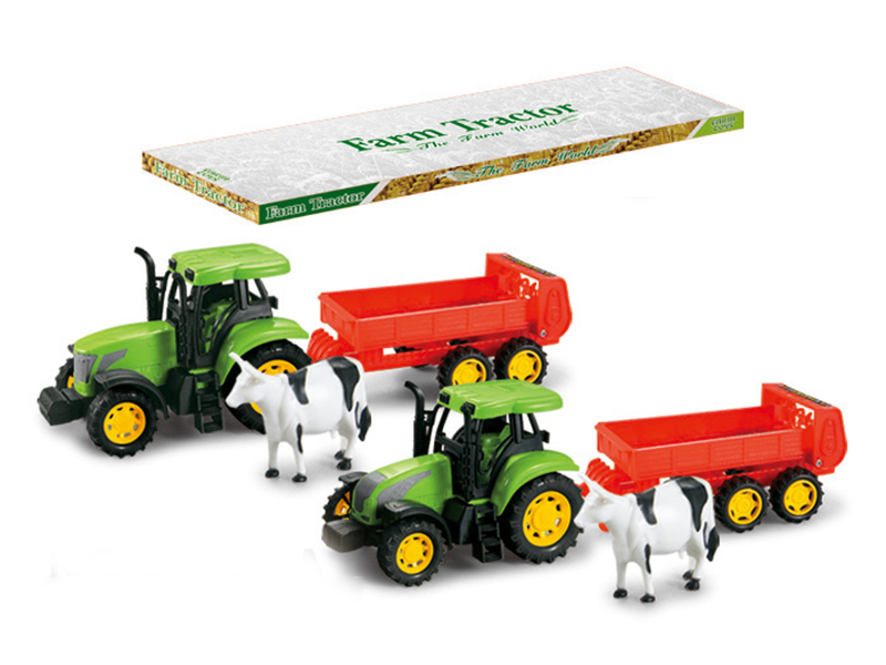 Friction Farm Tractor Trailer Toy