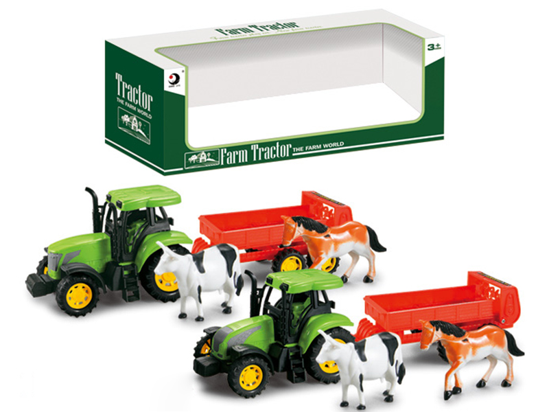Friction Farm Tractor Trailer Toy