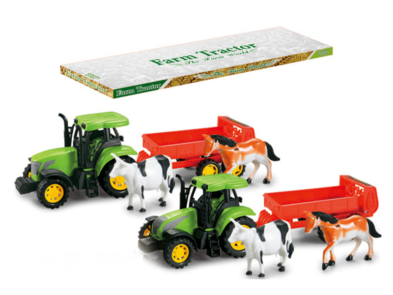 Friction Farm Tractor Trailer Toy
