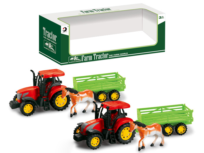 Friction Farm Tractor Trailer Toy