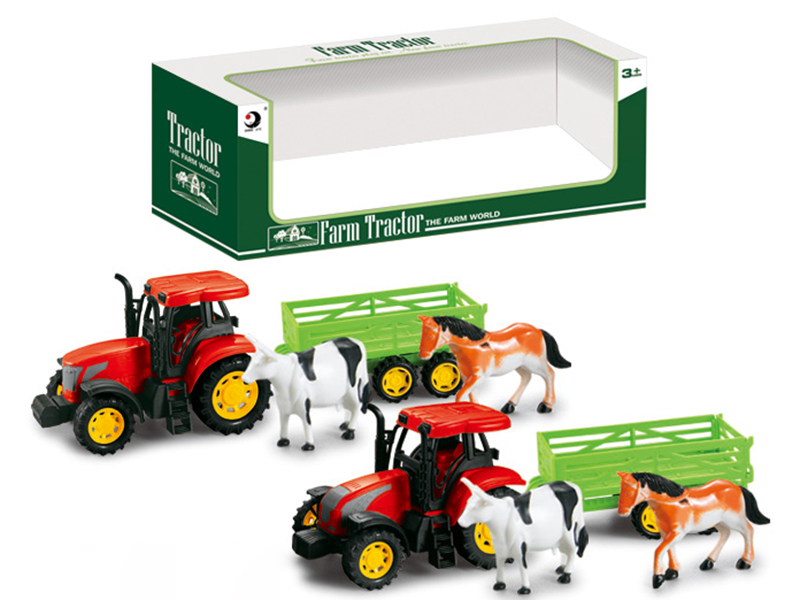 Friction Farm Tractor Trailer Toy
