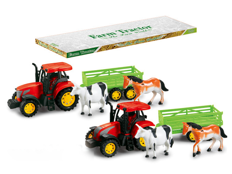 Friction Farm Tractor Trailer Toy
